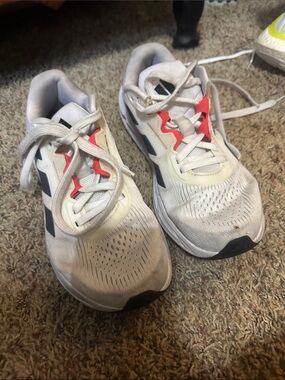 adidas Kids White and Coral Running Sneakers